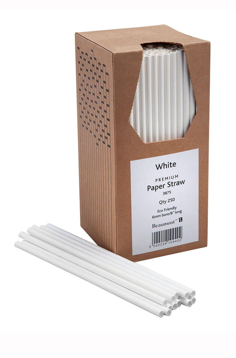 White Paper Straws 8 inch 250 Pack (3875)